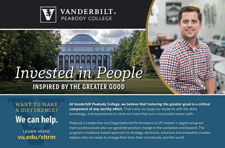 Vanderbilt Peabody College Organizational Leadership Performance (LOP) Master’s Degree Program