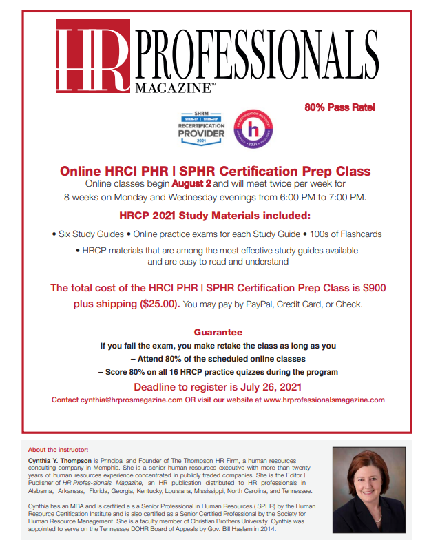 HRCI PHR | SPHR Certification Prep Class (Aug 2)