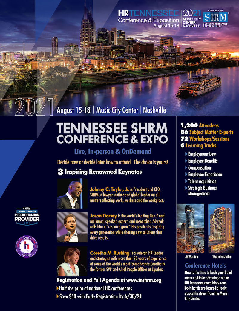 TN SHRM Conference & Expo Aug 1518 in Nashville HRProfessionalsMagazine