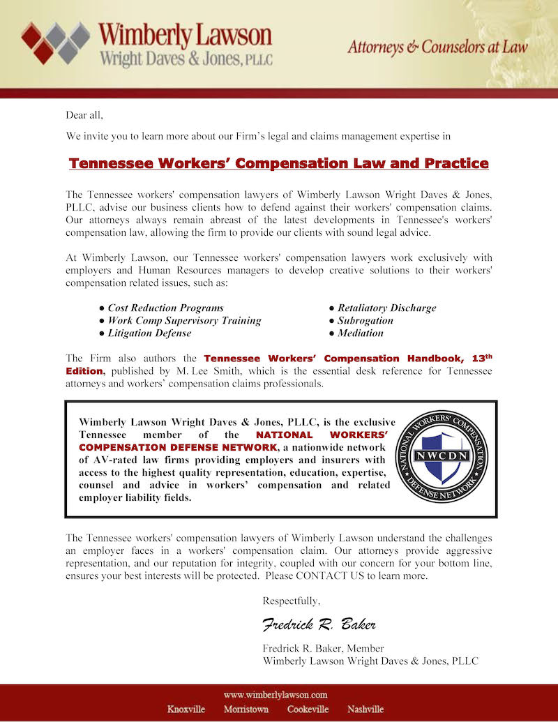 Tennessee Workers’ Compensation Law and Practice Handbook