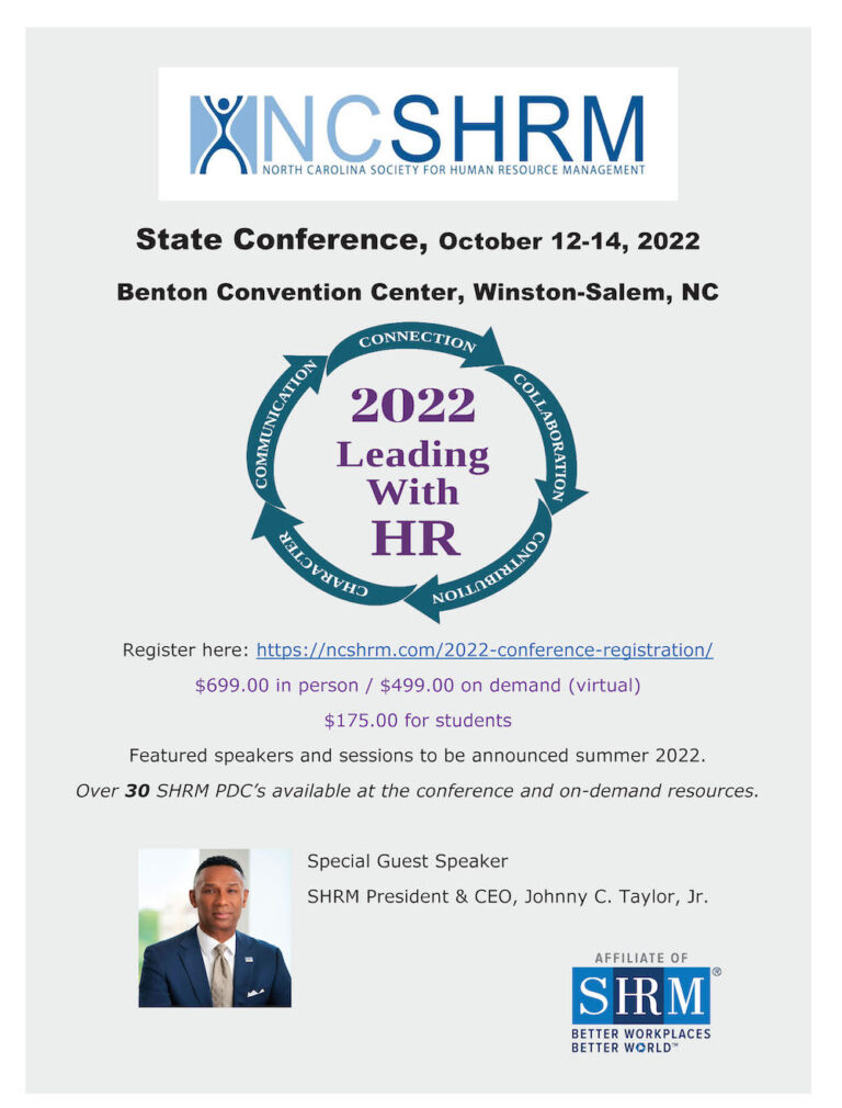 NCSHRM State Conference in WinstonSalem October 1214