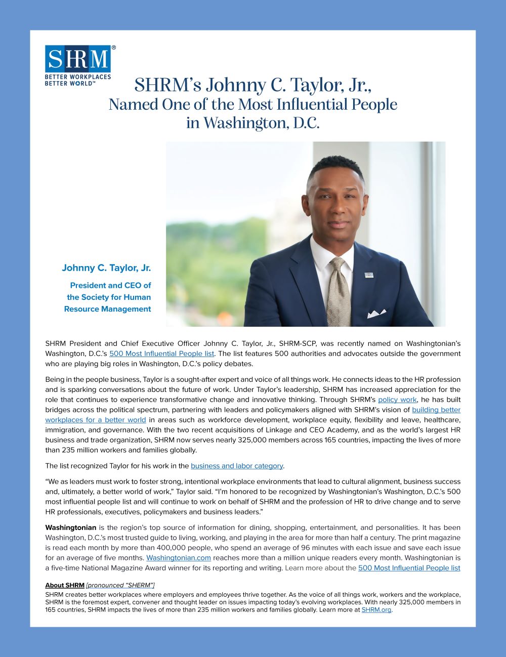 SHRM’s Johnny C. Taylor, Jr., Named One of the Most Influential People ...