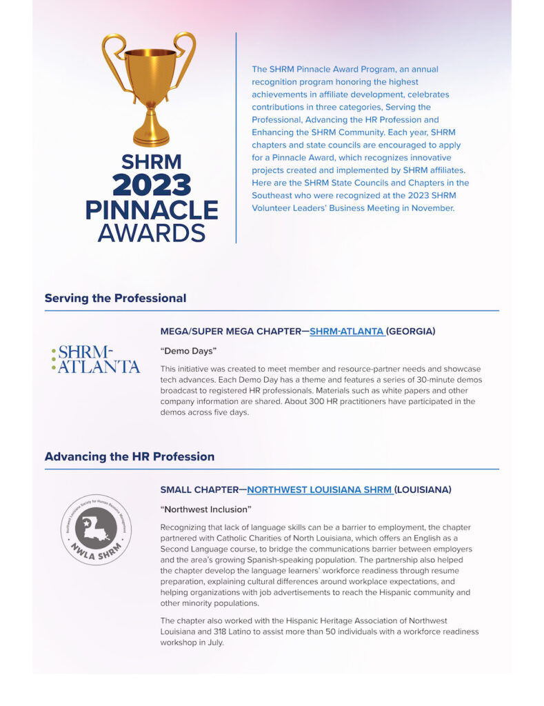 SHRM 2023 Pinnacle Awards HRProfessionalsMagazine