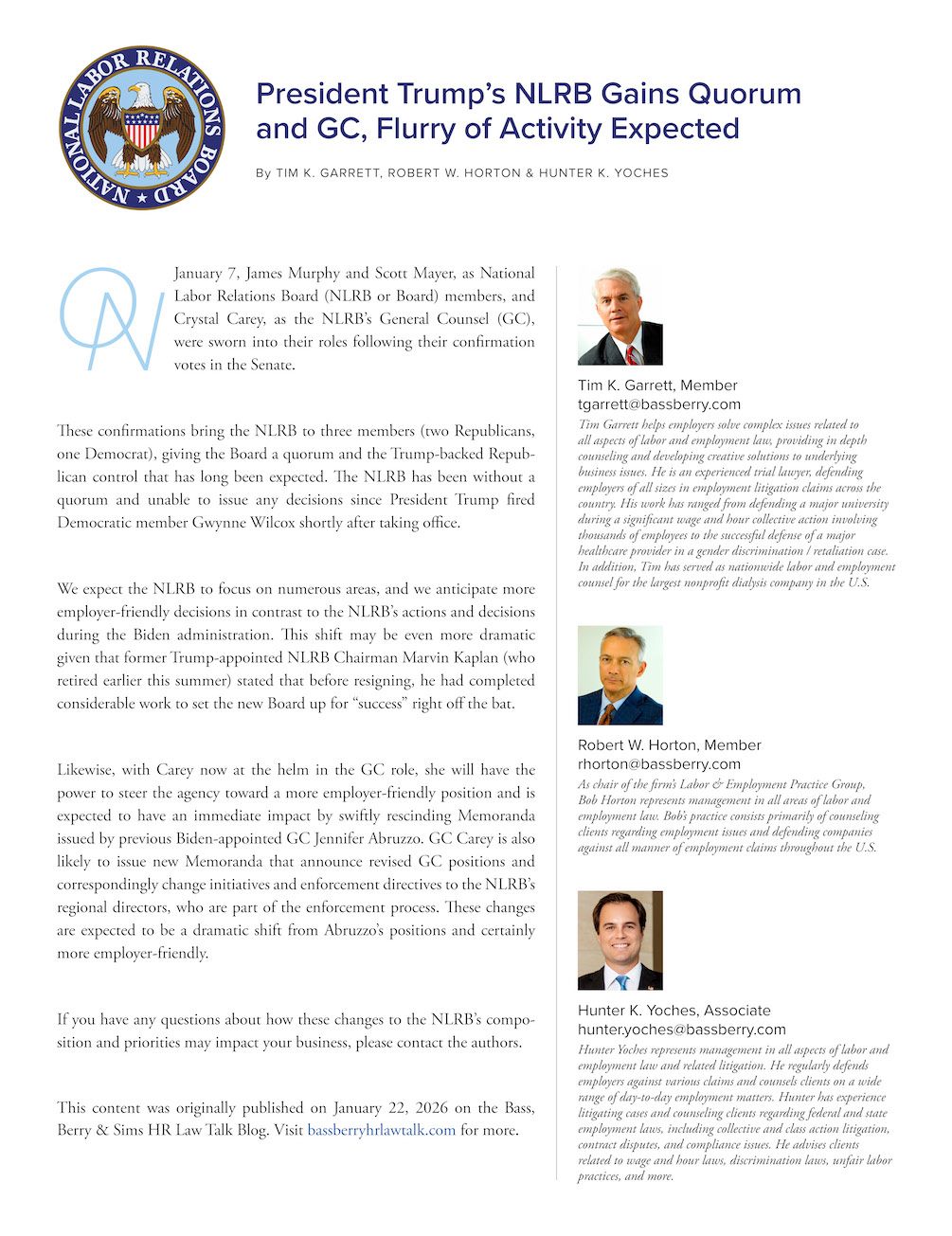 President Trump’s NLRB Gains Quorum